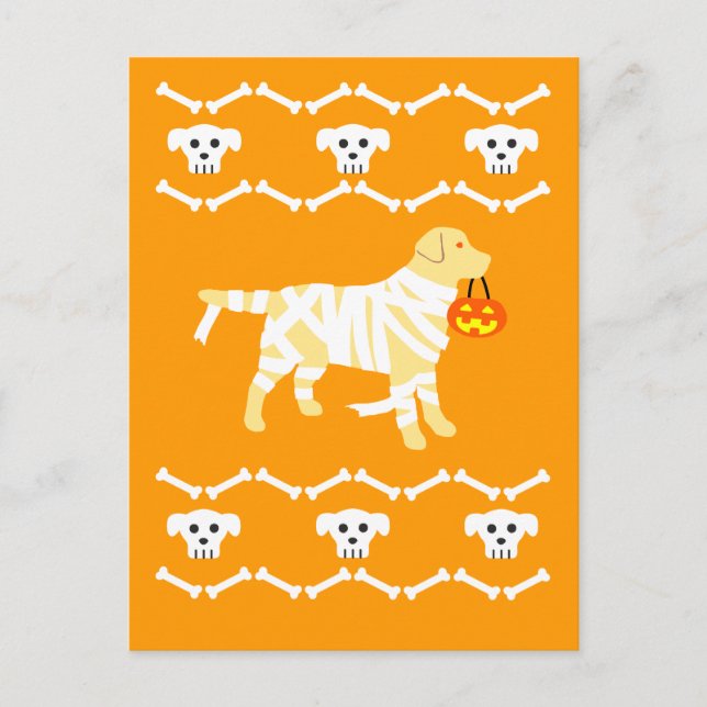 Halloween Yellow Labrador Mummy Postcard (Front)