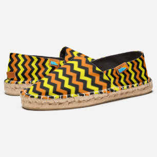 Halloween Yellow Orange Black Chevron Pattern Espadrilles