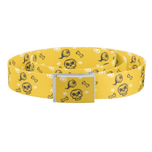 Halloween Yellow Skull and Bones Pattern Belt