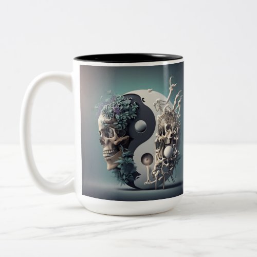 Halloween Yin_Yang Skeleton Fusion Two_Tone Coffee Mug