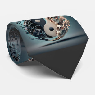 Halloween YinYang Skeleton Art Neck Tie