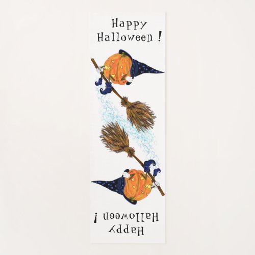 Halloween Yoga Mat Witch Pumpkin Flying Broom