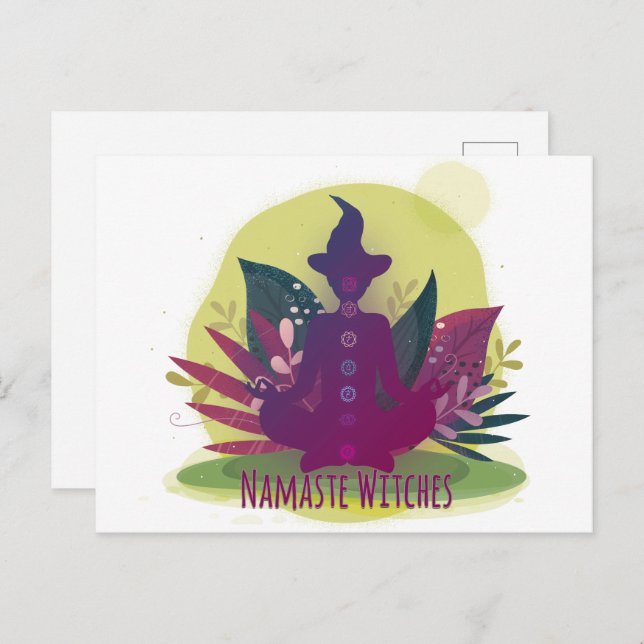 Halloween Yoga Namaste Witches Postcard (Front/Back)