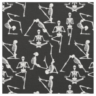 halloween yoga skeletons black fabric
