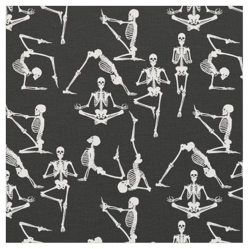 halloween yoga skeletons black fabric
