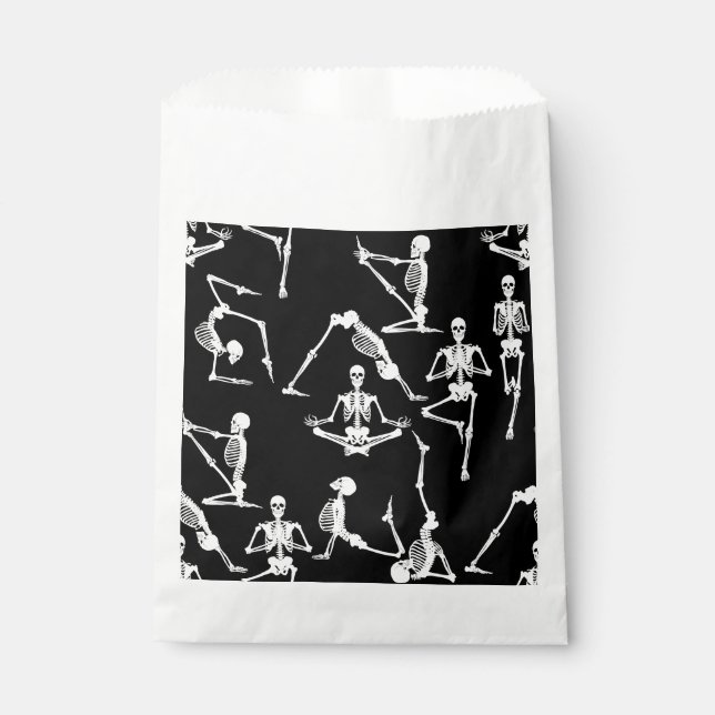 halloween yoga skeletons black favor bag (Front)