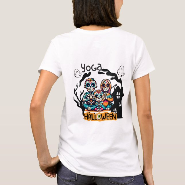 Halloween Yoga Skeletons T-Shirt (Back)