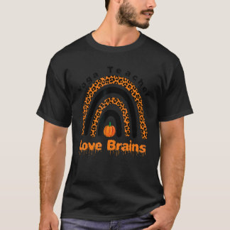 Halloween Yoga Teacher Love Brains Rainbow Hallowe T-Shirt
