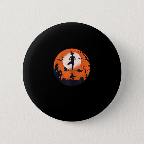 Halloween Yoga Witch Cat Boy Girl Men Women  Button