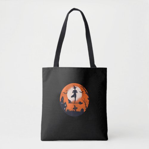 Halloween Yoga Witch Cat Boy Girl Men Women  Tote Bag