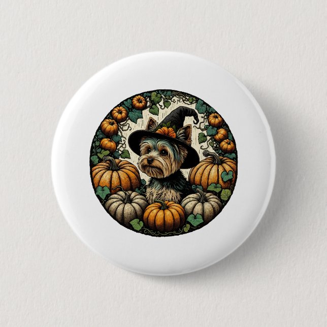 Halloween Yorkie  Button (Front)