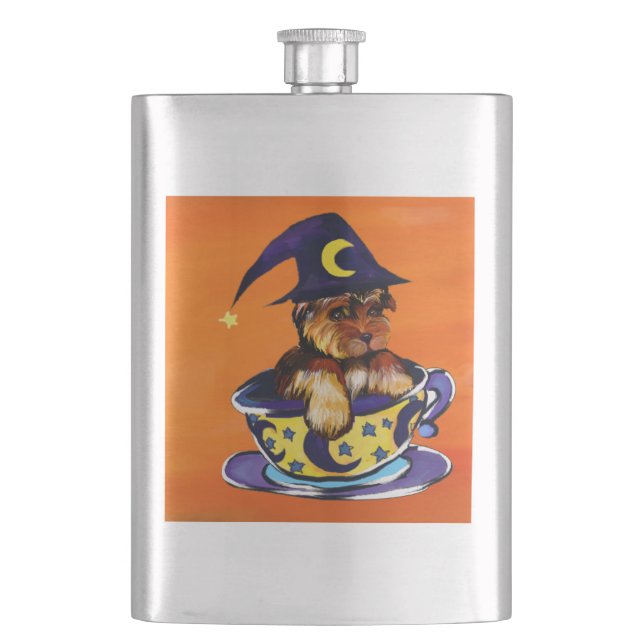 Halloween Yorkie Poo Flask (Front)