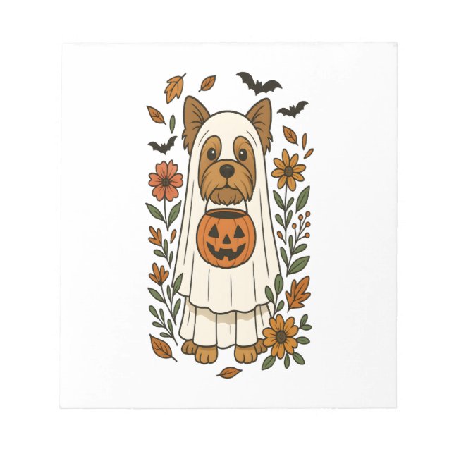 Halloween Yorkshire Terrier Flowers Halloween Notepad (Front)
