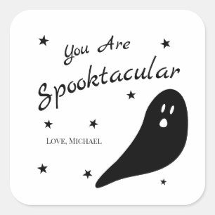 Halloween You are Spooktacular Black and White Square Sticker