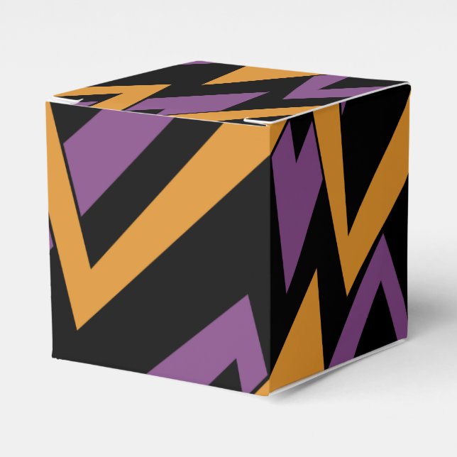 Halloween Zig Zags Orange Purple   Favor Boxes (Front Side)