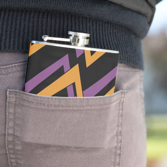 Halloween Zig Zags Orange Purple    Flask (In Situ)