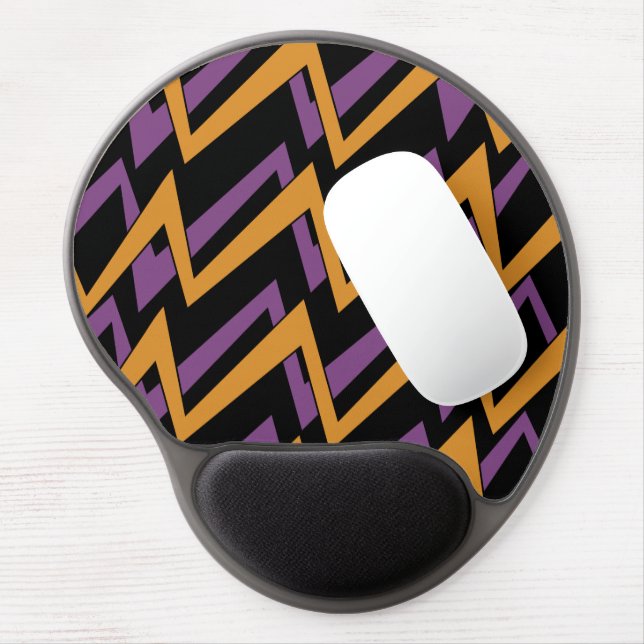 Halloween Zig Zags Orange Purple   Gel Mouse Pad (Left Side)