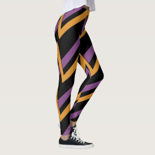 Halloween Zig Zags Orange Purple  Leggings