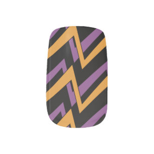 Halloween Zig Zags Purple Orange Pattern Black Minx Nail Art