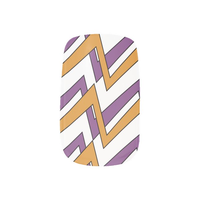 Halloween Zig Zags Purple Orange Pattern Minx Nail Art (Left Thumb)