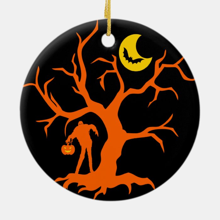 Halloween Zombie and Tree Christmas Tree Ornament