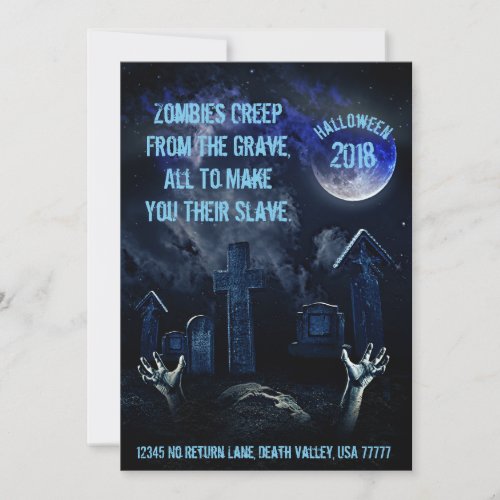 Halloween Zombie Apocalypse Graveyard Scene Invitation