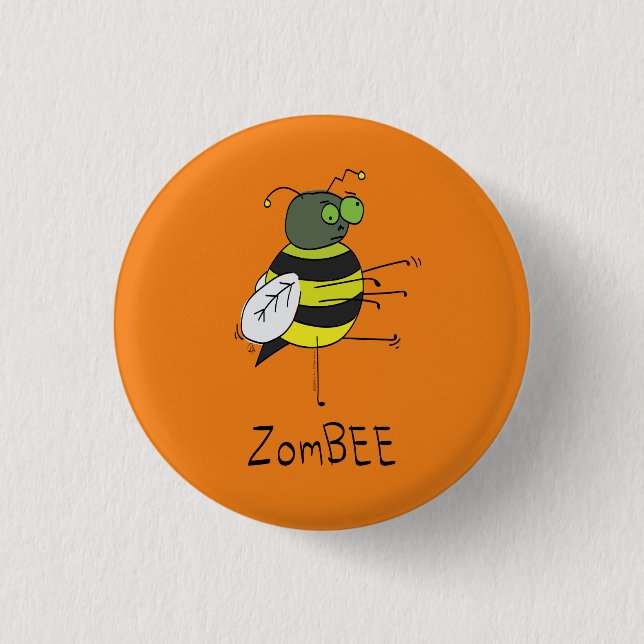Halloween Zombie Bee Halloween Button (Front)