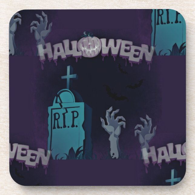 halloween zombie beverage coaster (Front)