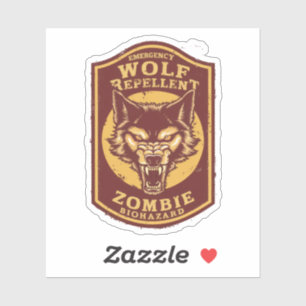 Halloween Zombie Biohazard Wolf Repellent Bottle Sticker