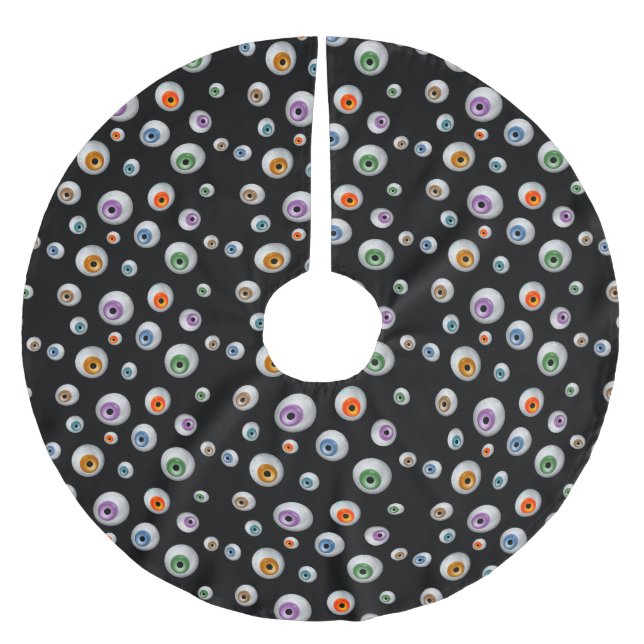 Halloween Zombie Bloodshot Eyeball Brushed Polyester Tree Skirt (Front)