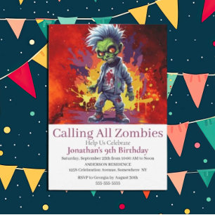 Halloween Zombie Boy Party Invitation