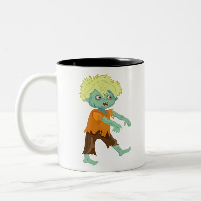 Halloween Zombie Boy Two-Tone Coffee Mug (Left)