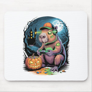 Halloween Zombie Capyra Gamer Haunted Castle Video Mouse Pad