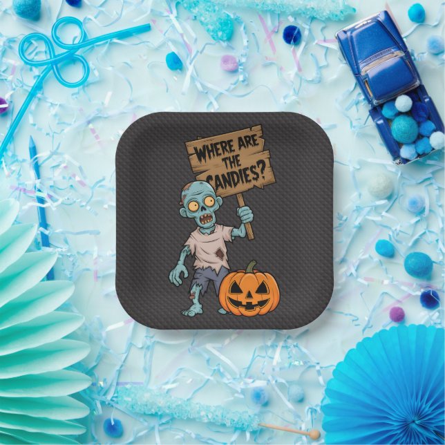 Halloween Zombie Cartoon and funny Paper Plates (Party)
