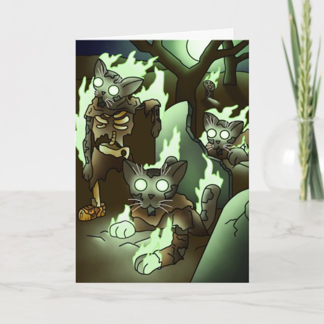 Halloween Zombie Cats Card (Front)