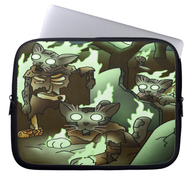 Halloween Zombie Cats Laptop Sleeve (Front)