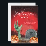 Halloween Zombie Cemetery Party Invitation<br><div class="desc">Invite your friends to join you for a scare (if they dare) at a Halloween Party. This invitation is perfect for a Halloween costume party or for a halloween themed birthday party for older kids,  teens,  or adults. Easily customize the text with the online editor.</div>