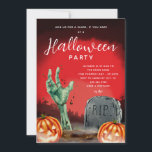 Halloween Zombie Cemetery Party Invitation<br><div class="desc">Invite your friends to join you for a scare (if they dare) at a Halloween Party. This invitation is perfect for a Halloween costume party or for a halloween themed birthday party for older kids,  teens,  or adults. Easily customize the text with the online editor.</div>