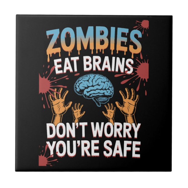 Halloween Zombie Ceramic Tile (Front)