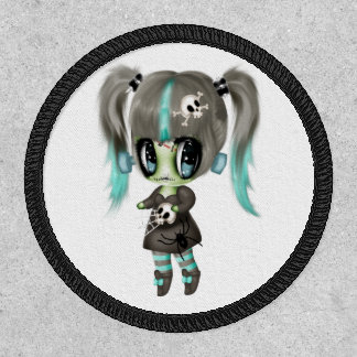 Halloween Zombie Doll Grey Pigtails Patch