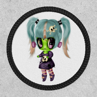 Halloween Zombie Doll Teal Pigtails Patch