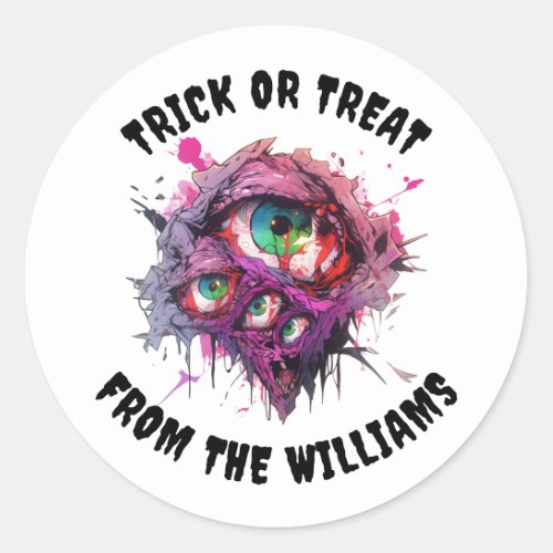 Halloween Zombie Eye Trick or Treat Classic Round Sticker