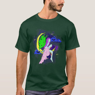 Halloween Zombie Fairy Sitting On A Moon Floating T-Shirt