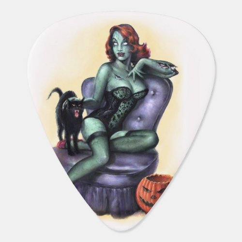 Halloween Zombie Girl Pin Up Guitar Pick