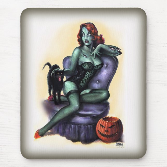 Halloween Zombie Girl Pin Up Mouse Pad (Front)