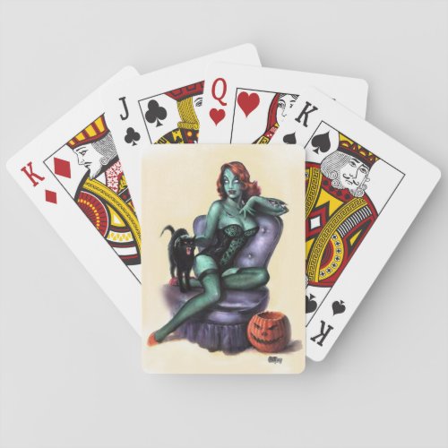 Halloween Zombie Girl Pin Up Playing Cards