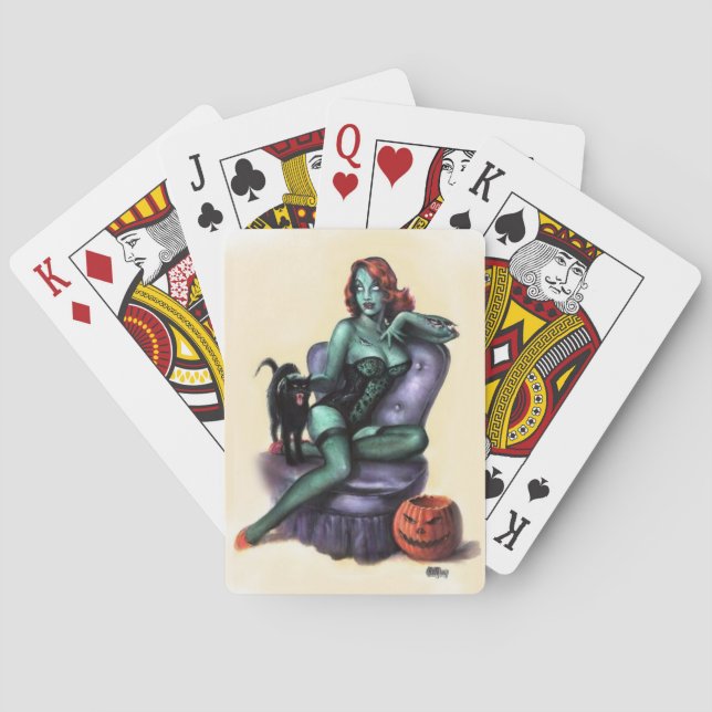 Halloween Zombie Girl Pin Up Poker Cards (Back)
