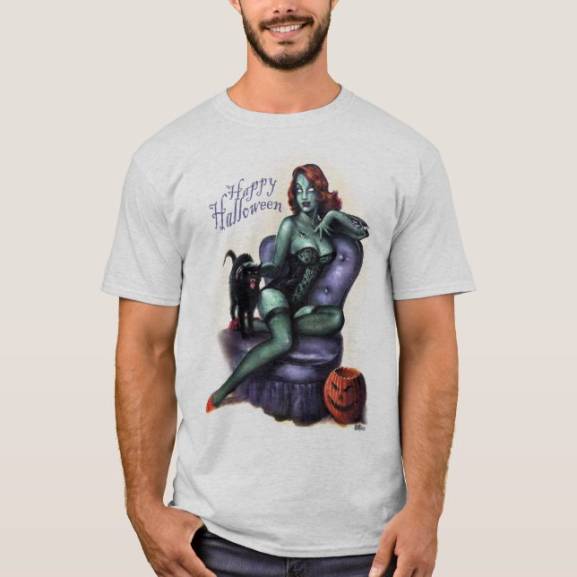 Halloween Zombie Girl Pin Up T-Shirt (Front)