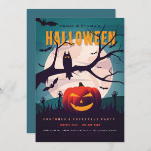 Halloween zombie graveyard costume party invitation