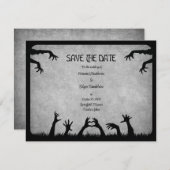 Halloween Zombie Gray Horror Movie Wedding Save The Date (Front/Back)